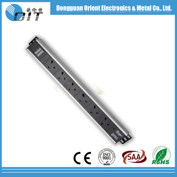 19 inch 6 outlet UKrack cabinet PDU socket with power light