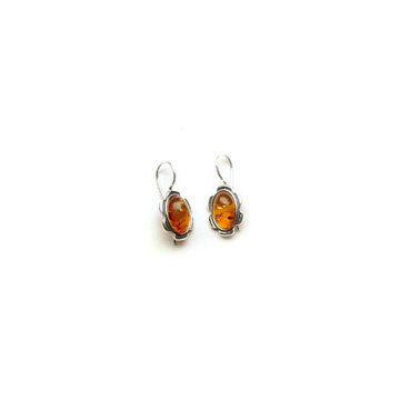 1120-QT fancy sterling silver stud earrings with amber