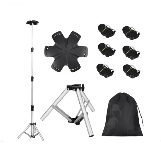 Adjustable Boat Cover Support Pole with Metal Tripod Base and 6 Straps