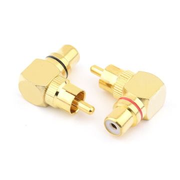 Gold Plated Right Angle RCA Male to Female Adapter