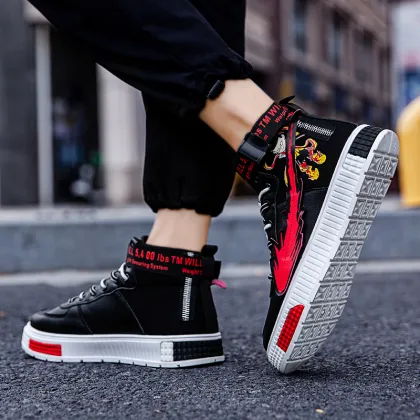 PARZIVAL Men Autumn Winter Sneakers High-top Skateboard Shoes Anime Shoes Men Outdoor Cosplay Casual Shoes Student Trainers