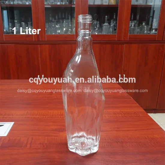 Super flint glass clear personalized fancy glass bottle 1l for spirit