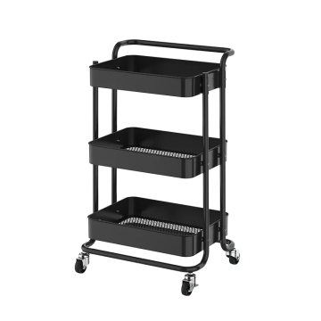 Customized Design 3 Tier Metal Storage Cart with Wheels and Handle