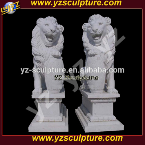 chinese natural white stone lion sculpture