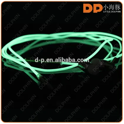 Sport wired earphone metal earbuds el glow and led dynamic light in dark