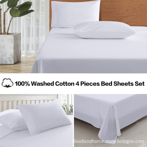 High-Quality 300TC 100% Cotton Bed Sheet Set - Cloudland