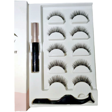 Logo Magnetik Kustom - 5 Pasang Magnet Non -Glue False Eyelash Set dengan Eyeliner