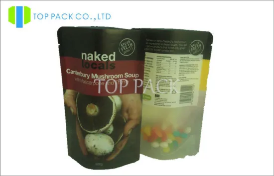 500g Matte Printed Stand Up Food Pouches , Soup Nylon Zipper Pouch Packaging