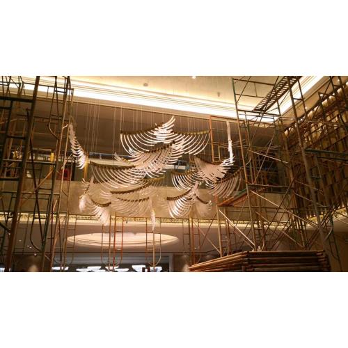 Luxury glass white wing pendant light chandelier