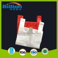 HDPE Four Color Embossed Plastic T-Shirt Bags Grocery Use