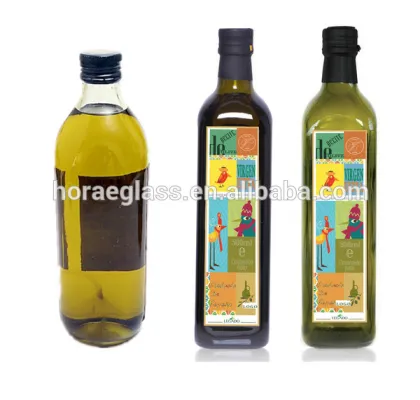 Hot sale clear fancy glass cooking olive oil bottle/wine bottles /High Quality and Distinctive green color wine glass Bottles ol