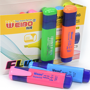 Weibo Marker Pens - Transparent Water-Based Ink Acrylic Gift Set with Metallic Metal OEM Customized Paper Box (6 Colors Highlighters)