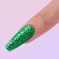 3D green long coffin press on nails