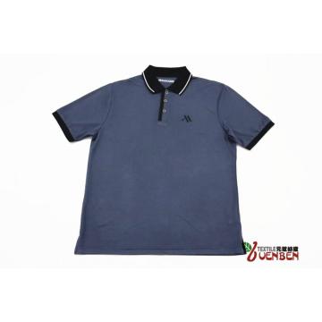 Polo maciço de mercerize masculino com meia abertura de ziguezague