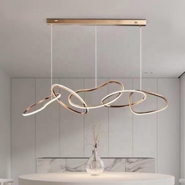 Modern 5-Ring Gold Chandelier Acrylic LED Ceiling Light