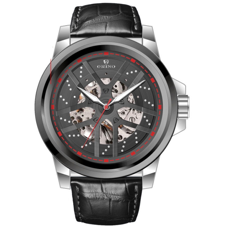 Wheels Shape Dial Automatic Mechanical Skeleton Watch