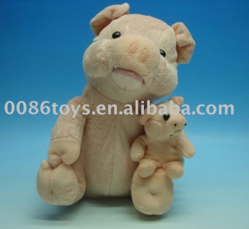 Battery operated plush pig mother and son(singing shaking and mouth moving)