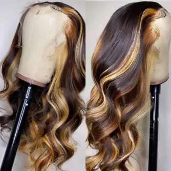 Beauty Youth P4/27 body wave frontal lace front wigs brazilian brown color human hair lace front ombre human wigs