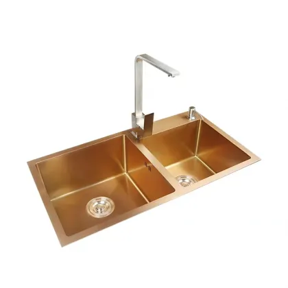 Double Gold 304 Stainless Steel Kitchen Sink - Rose Gold Sink Bowl