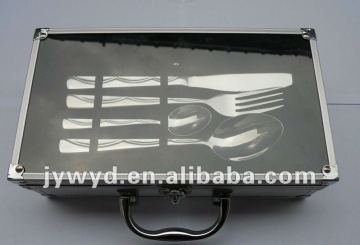 24 pcs stainless steel cutlery set with aluminium case