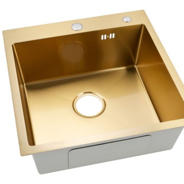High Grade Brushed Gold Stainless Steel Single Bowl Kitchen Sink