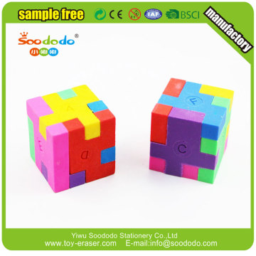 3D berwarna-warni mini TPR dipasang Puzzle Cube Eraser