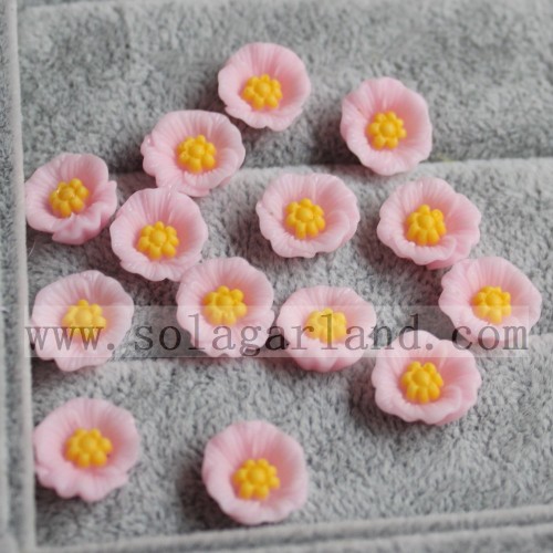 Perles de fleur à dos plat de fleur de pavot en résine de 13 mm sans trou