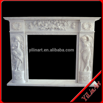 White Natural Stone Marble Fireplace Mantel For Hot Sale