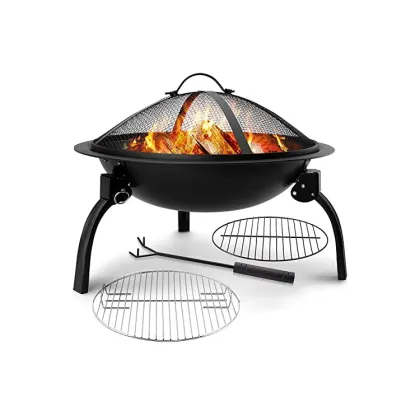 Portable Steel Folding Fire Pits for Outdoor Log Burning Fireplaces