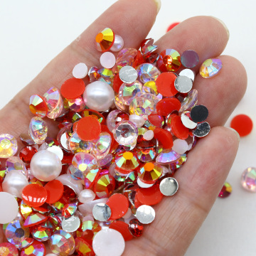 WHATSTONE Mix Flat Back Pearls Jelly Ab Resin Rhinestones Beads for Mobile Phones and Nail Art - DIY Supplies
