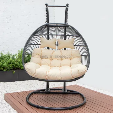 Patio Swing Chair: Double Seat Hanging Egg Chair with Stand
