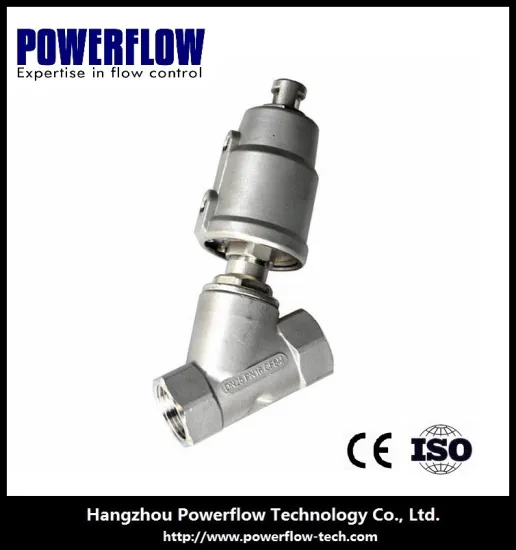 stainless steel pneumatic angle seat valve DN25