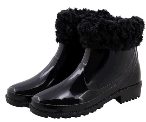 Black short pvc rain boot pvc rain shoes for women