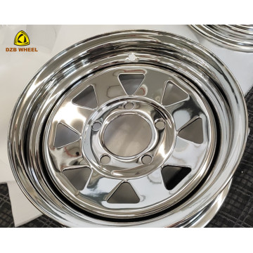 8 Spoke Chrome 14x5.5 Galvanized Trailer Rims Wheels