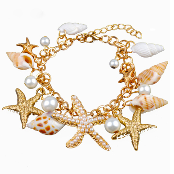 Hot Selling Oceanic Bohemian Bracelet and Necklace Set for Women with Starfish and Shell Design