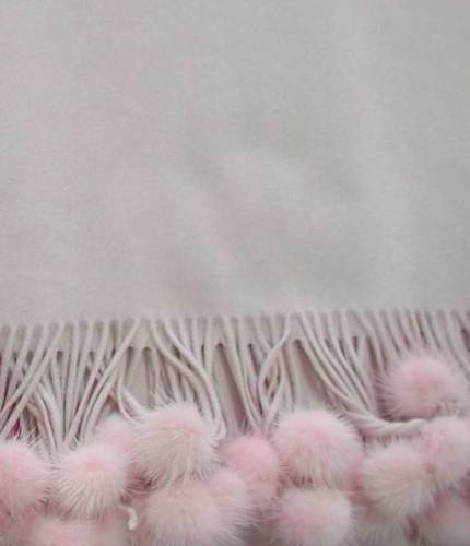 100% Cashmere Wool Shawl with fur ball