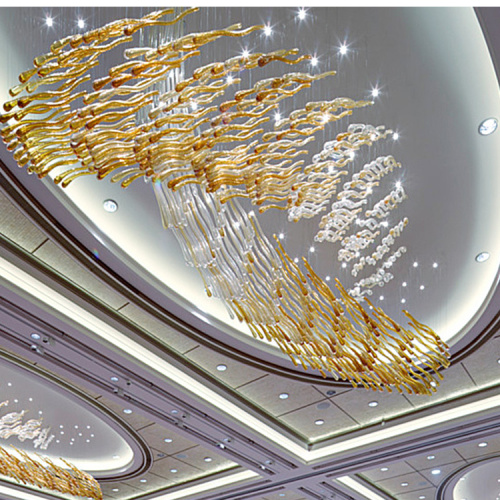 Hotel hall glass ABS metal pendant light chandelier