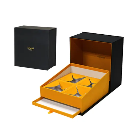 Custom Black Four Tea Bags Packaging Magnetic Box