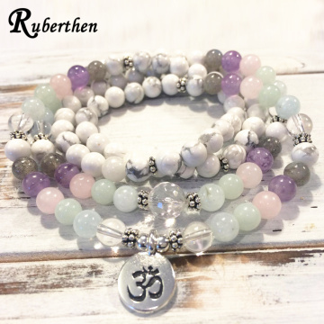 Ruberthen New Design Healing Crystals Calming 108 Mala Bracelet Fashion Women`s Anxiety & Stress Relief Wrist Mala Bracelet