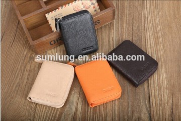 RFID blocking Genuine Leather wallet, credit card coin wallet. Mini Handheld Purse