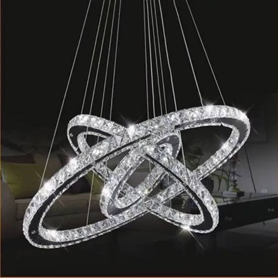 Luxury Nordic Modern LED Crystal Chandelier Circular Stainless Steel Pendant Light