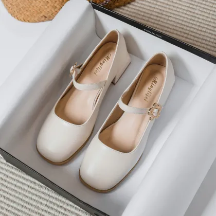 43 Size Thick Sole Mary Jane Shoes for Women