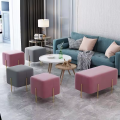 Nueva venta cena redonda moderna casa interior de la sala de lujo muebles de sala de estar muebles de oro sillas de cuero taburetes otomanos de cuero