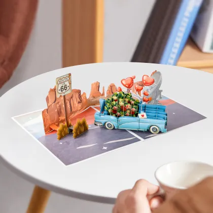 3D Happy Anniversary Car Greeting Card