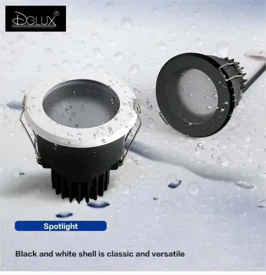 DGLUX IP65 Waterproof Exposed LED Down Light - Black Gray Cob Anti Fog Bathroom LED DownLight