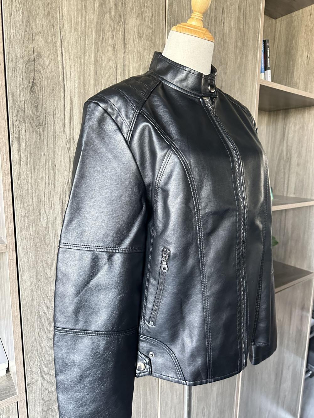 Ladies pu soft leather jacket