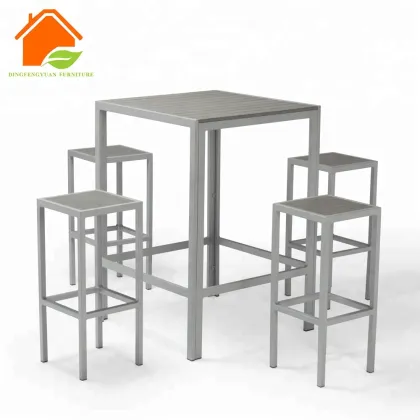 Plastic Wood Aluminium Outdoor Garden Bar Furniture Sets: Chair and High Table