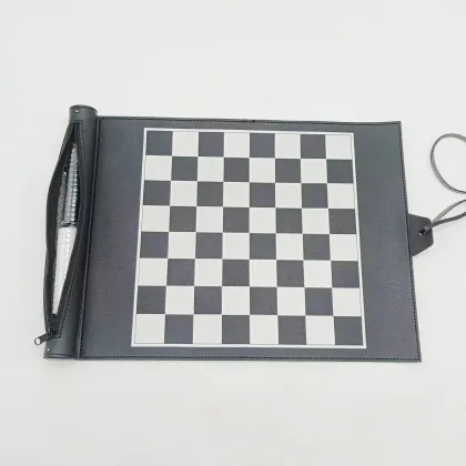 Premium Outdoor Fun Toy and Games Set: Roll Folding Chess Board, Checkers, Luxury Backgammon Chips for Children