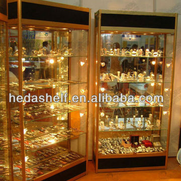Stylish Boutique Display Shelf, lighting fixture, glass display