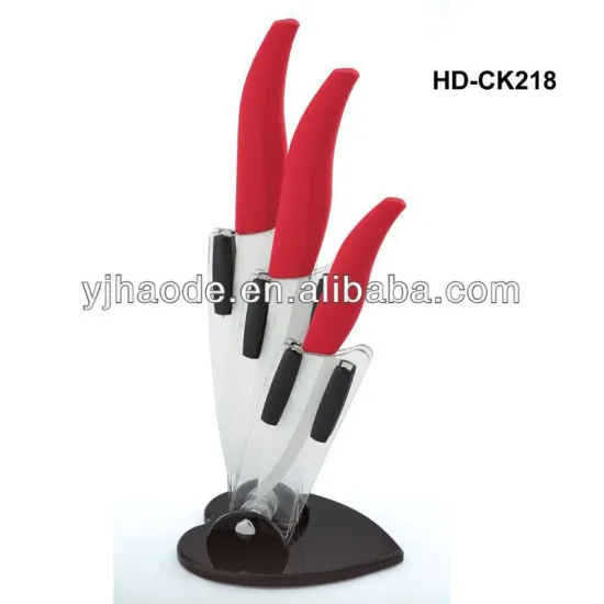 HD-CK218 Acrylics Stand white blade 3-pc porcelain knife sets
